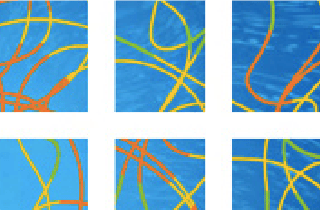 Blue squares with yellow, green, and orange squiggly lines